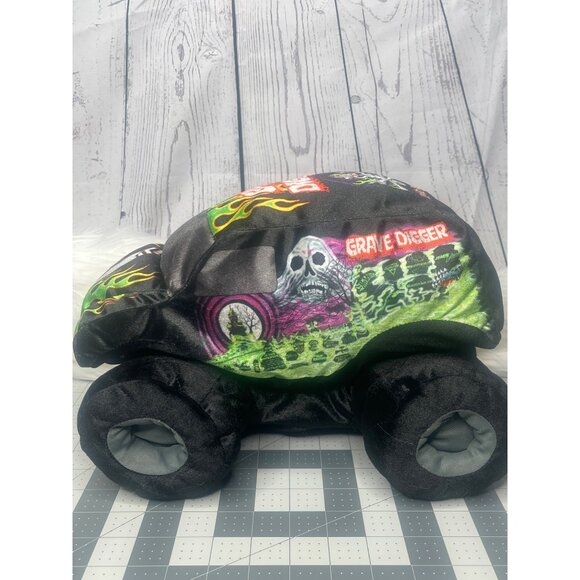 Monster Jam Grave Digger Plush Toy 11 inch Black Green Stuffed Vehicle - Picture 1 of 6